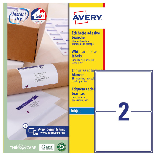 Etichette adesive in carta bianca Avery QuickDRY™ J8168-25 vendita